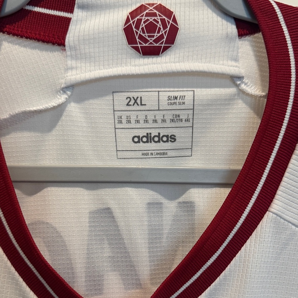 Adidas White and Red Men's Jersey - Picture 2 of 4